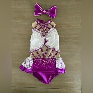 Purple and White Youth Dance Costume